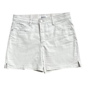 D JEANS Womens Size 8 Khaki Beige Flat Front Elastic Waist Denim Jean Shorts